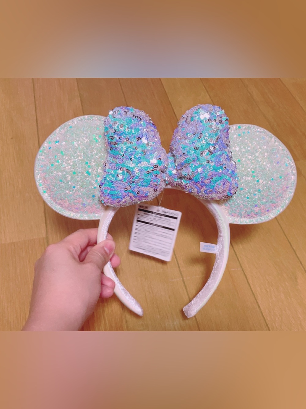 Tokyo Disneyland Sparkling Sequin Bow Headband - Pastel Multicolor